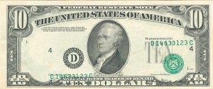 Paper Money Error - $10 3rd Printing Shift